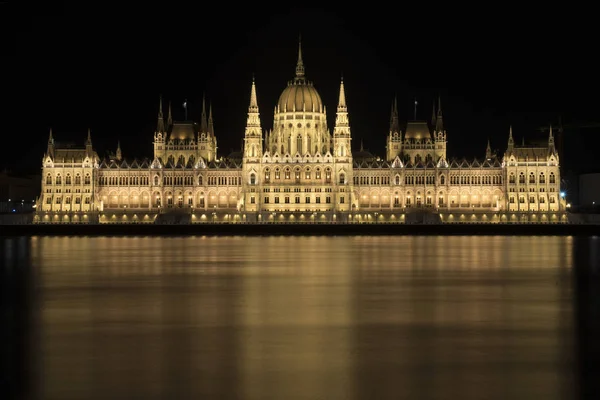 Budapeste Vista Noite Parlamento — Fotografia de Stock