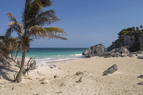 Пляж Тулум Древний Город Майя Мексика — стоковое фото