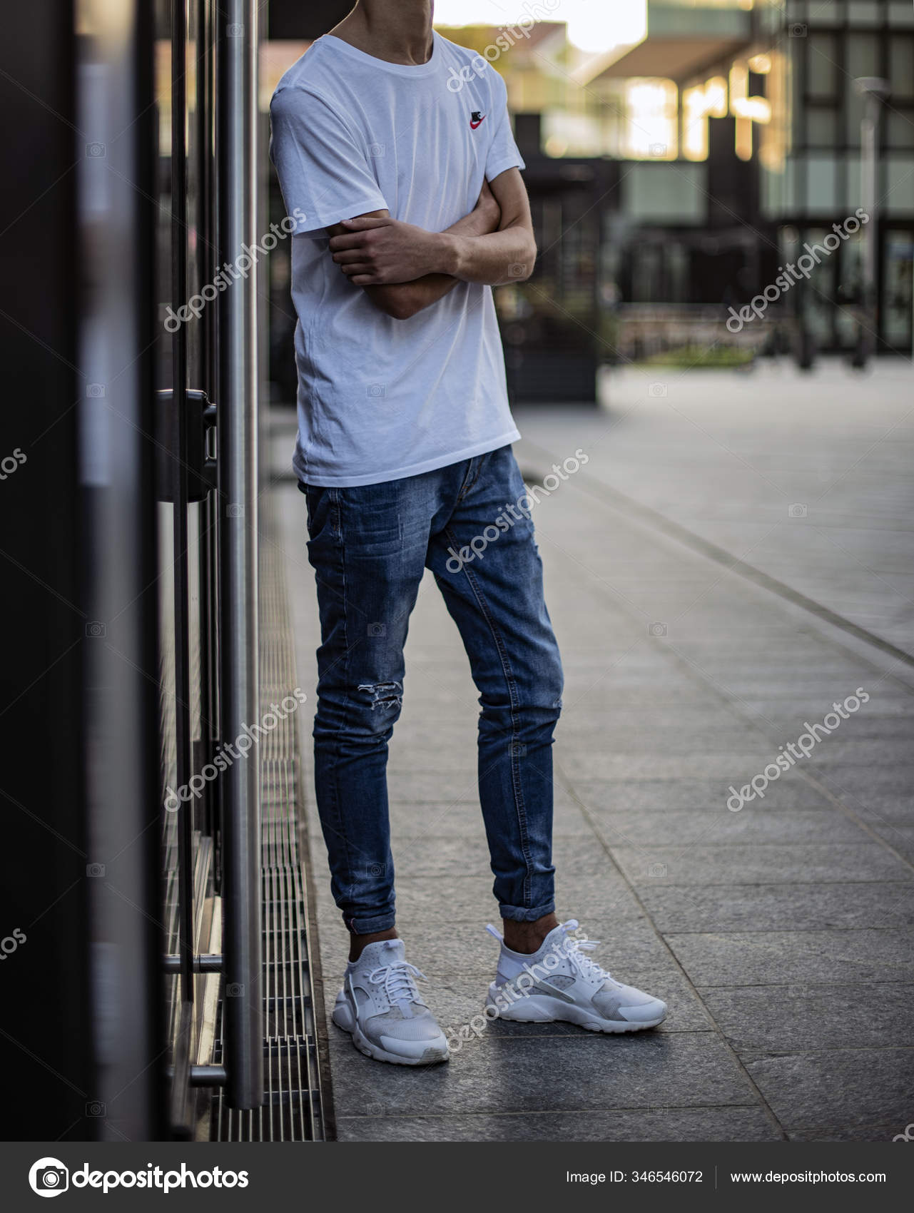 Milan Italy October 2018 Teenager Wearing Pair White Huarache Stock Photo by ©Albo73 346546072