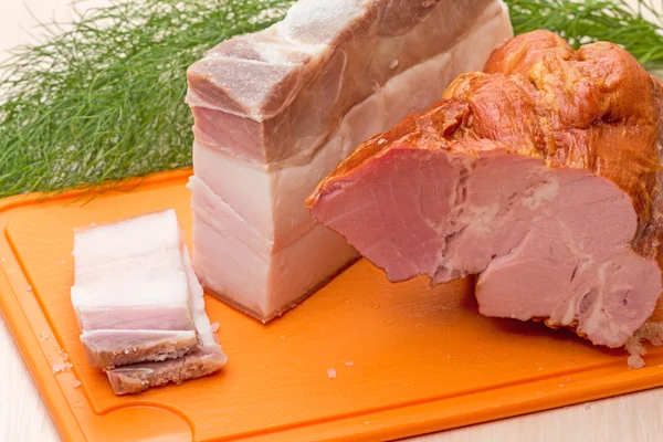 Salt bacon och rökt kött — Stockfoto