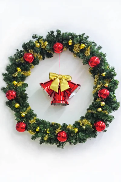 Christmas wreath and bell — Stock Photo, Image