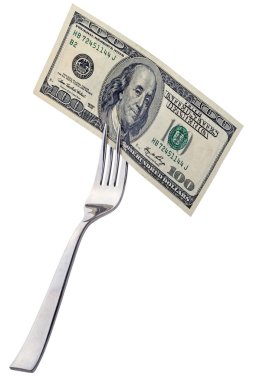 Bir çatal üzerinde yüz dolar
