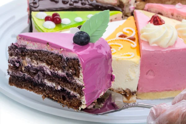 Piece of blueberry cake on the scapula — Stock Photo, Image