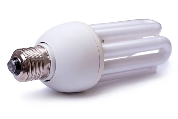 Lâmpada de poupança de energia sobre branco — Fotografia de Stock