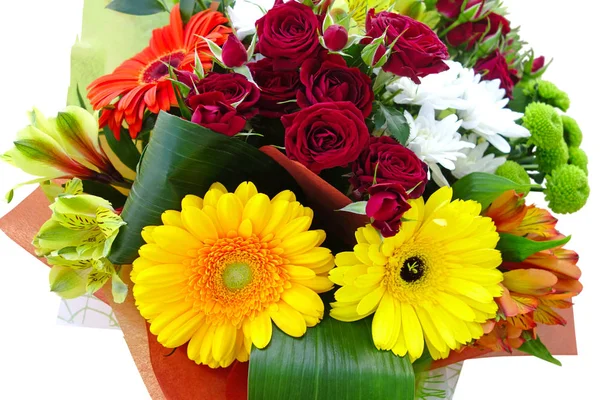 Buquê com gerberas e rosas — Fotografia de Stock