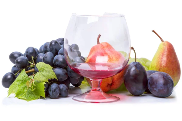 Glass of wine and fresh fruit — Stock Photo, Image