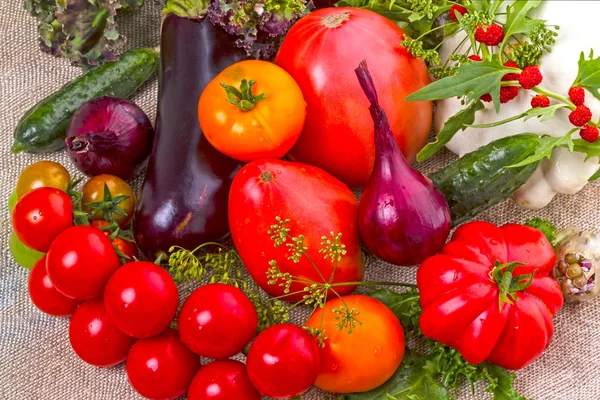 Świeże warzywa na płótnie — Zdjęcie stockowe
