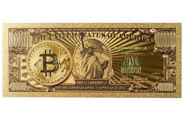 Amerikan altın banknot ve bitcoin