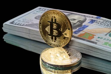 İki bitcoins ve a bohça-in dolar