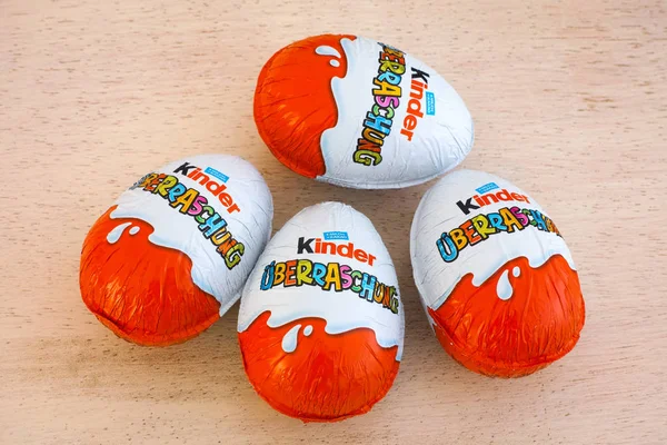 Four Kinder Surprise eggs — Stock Photo, Image