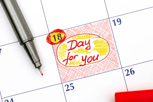 Jour de rappel pour vous en calendrier avec stylo — Photo