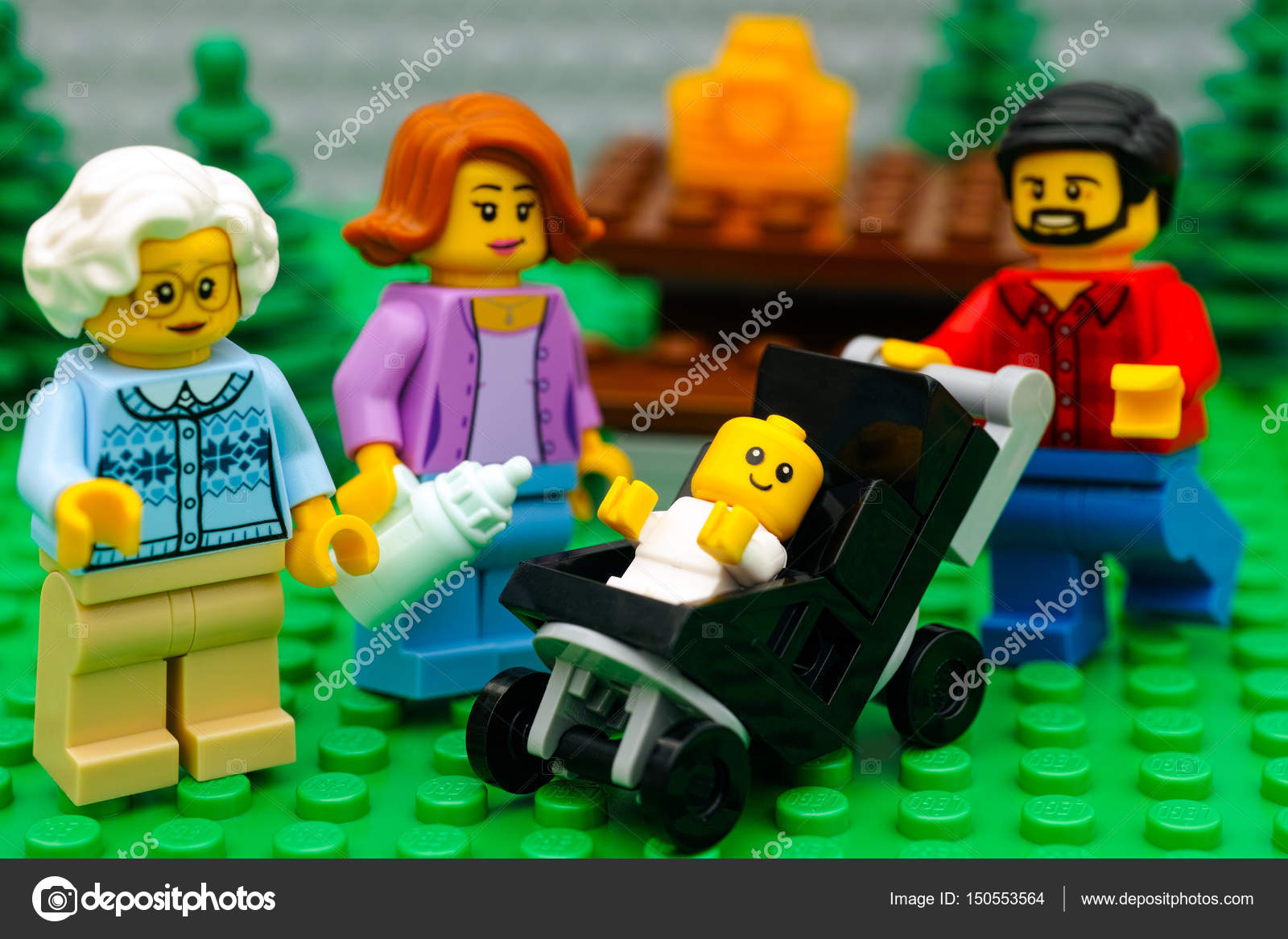 Lego family - father, mother, grandmother and baby in stroller i – Stock Editorial Photo Rosinka79 #150553564