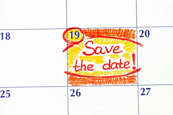 Reminder Save the Date in calendar