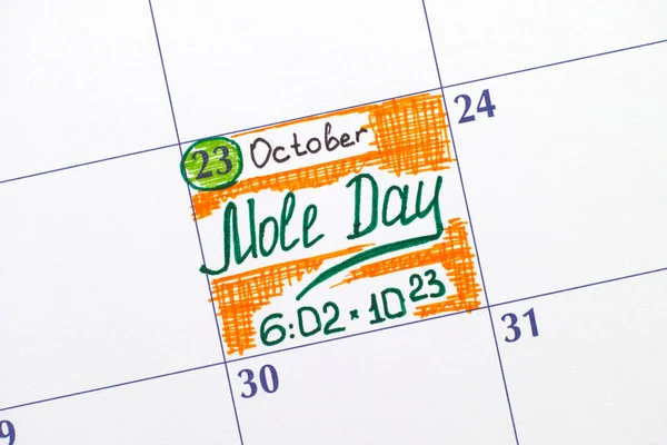 Dia de toupeira de lembrete no calendário — Fotografia de Stock