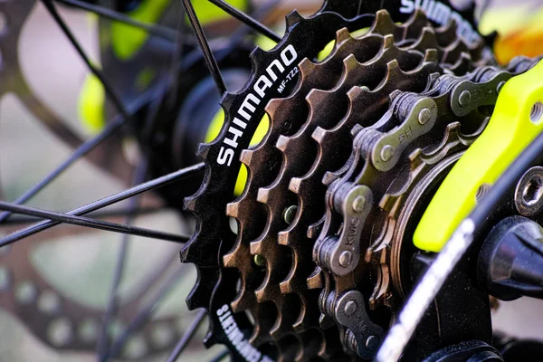 Casete de engranaje Shimano en bicicleta . — Foto de Stock