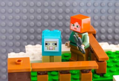 Lego Minecraft. Alex ile koyun kırkma makasları boyalı s yamultmak hazır