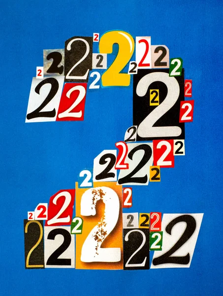 Number Two made from numbers cutting from magazines — Stock Photo, Image