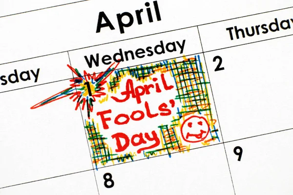 Påminnelse April Fools Day i kalendern. — Stockfoto