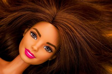 Barbie bebek kahverengi saçlı portresi.
