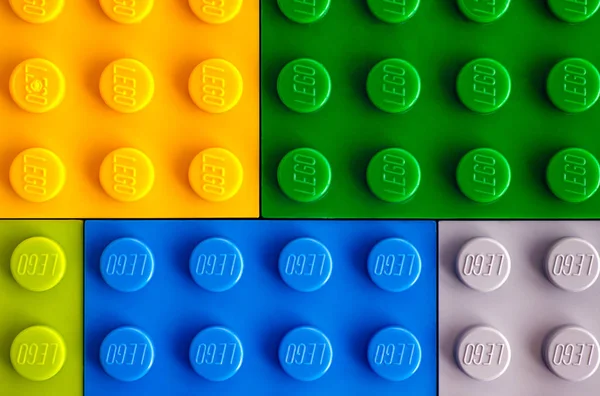 Fundos de diferentes cores Lego baseplates — Fotografia de Stock