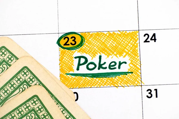 Herinnering Poker in agenda met sommige kaarten. — Stockfoto