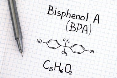 Kimyasal Bisfenol A (Bpa) formülüyle kalem.
