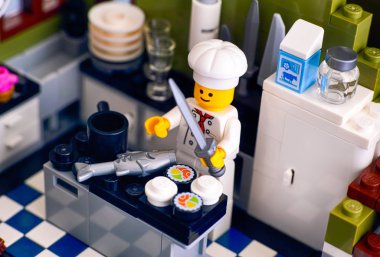 Lego Şef yemek suşi ve balık Mutfak.