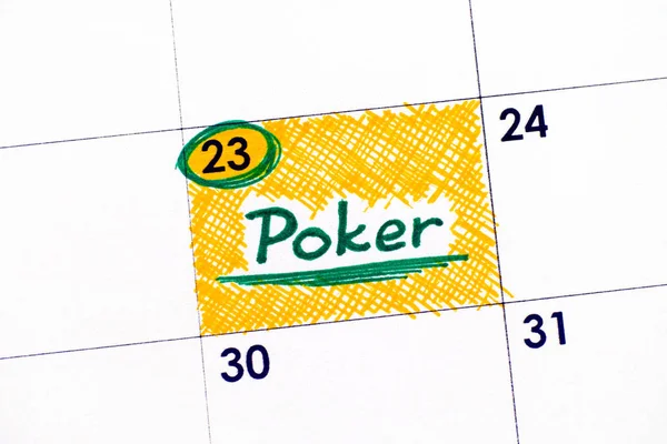 Lembrete Poker no calendário . — Fotografia de Stock