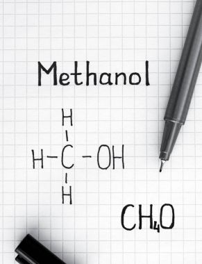 Chemical formula of Methanol with black pen clipart