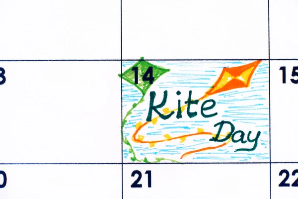 День воздушного змея в календаре . — стоковое фото