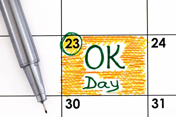 Erinnerung Day Kalender Mit Stift März — Stockfoto