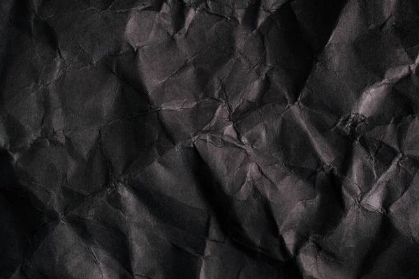 Black Texture Background Crumpled Paper Full Frame — Stock Photo, Image