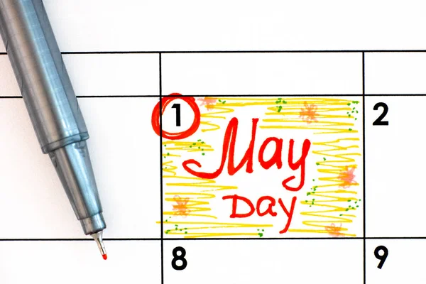 Reminder May Day Calendar Pen May — Stock Photo, Image