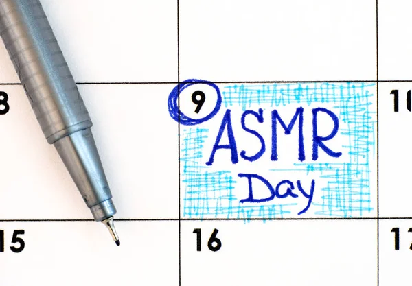 Напоминание Дне Asmr Календаре Ручкой Апреля — стоковое фото