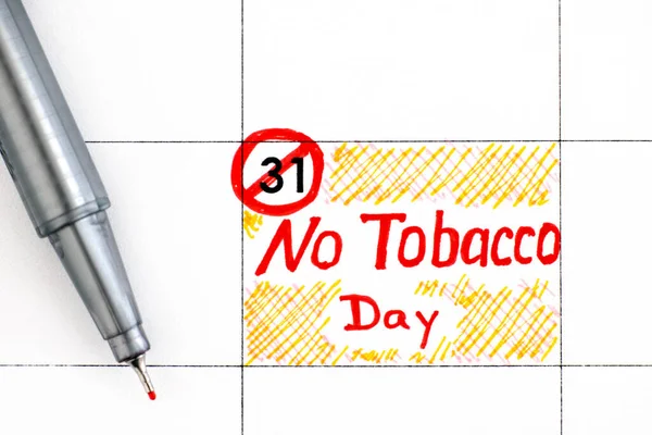 Reminder Tobacco Day Calendar Pen May — Stock Photo, Image