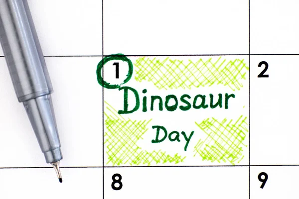 Herinnering Dinosaurus Dag Kalender Met Pen Juni — Stockfoto