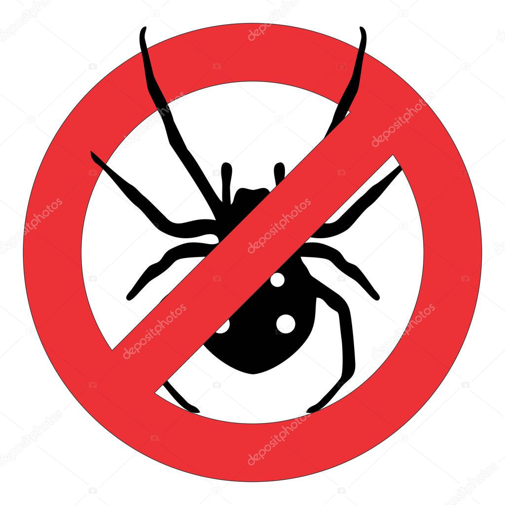 Forbidden sign with a black spider