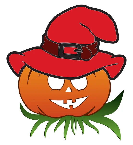 Calabaza de Halloween con sombrero — Vector de stock