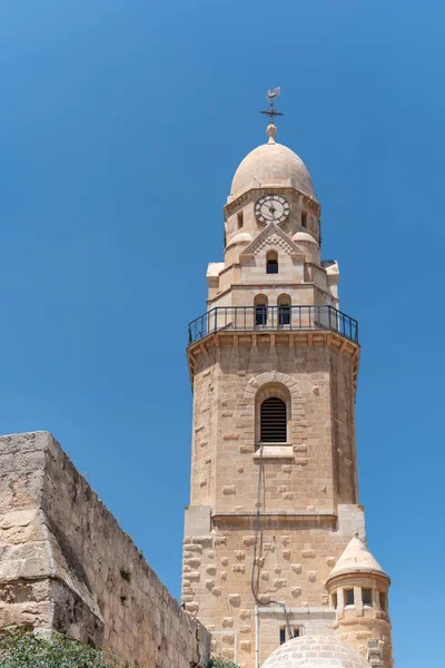 Bell Tower at Dormition Abbey on Mount Zion στην Ιερουσαλήμ, Ισραήλ — Φωτογραφία Αρχείου