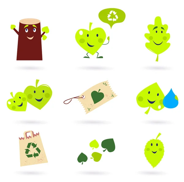 New! Fresh hand-drawn Happy leaves characters — Stock Photo, Image