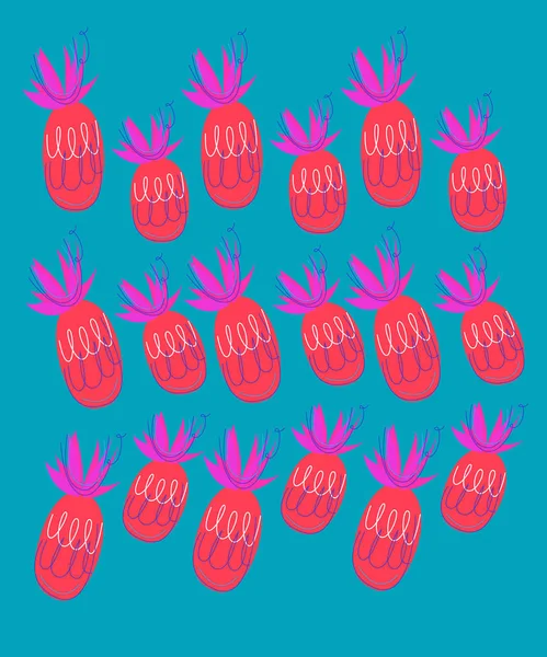 Ananases Σχεδιασμός Ροζ Στο Μπλε Jpg — Φωτογραφία Αρχείου