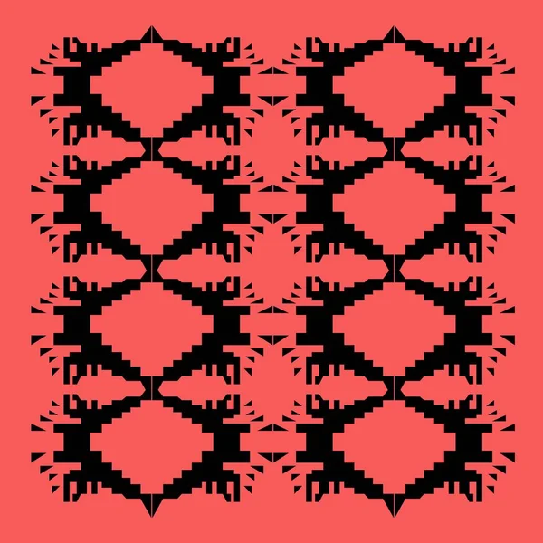 赤と白の幾何学的要素のシームレスなパターン — ストック写真
