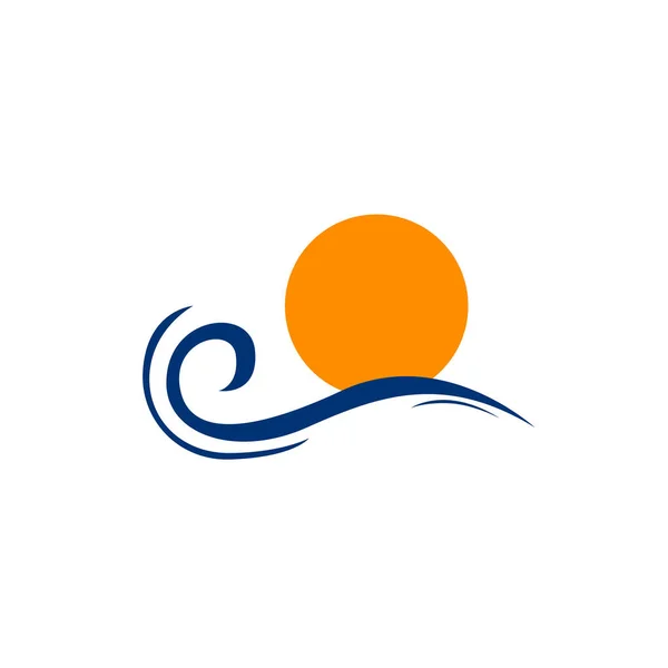 Güneş Dalgalı Turist Tatil Logosu — Stok Vektör