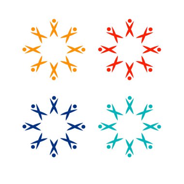 Çeşitli insanlar geometrik sembolleri imzalarlar