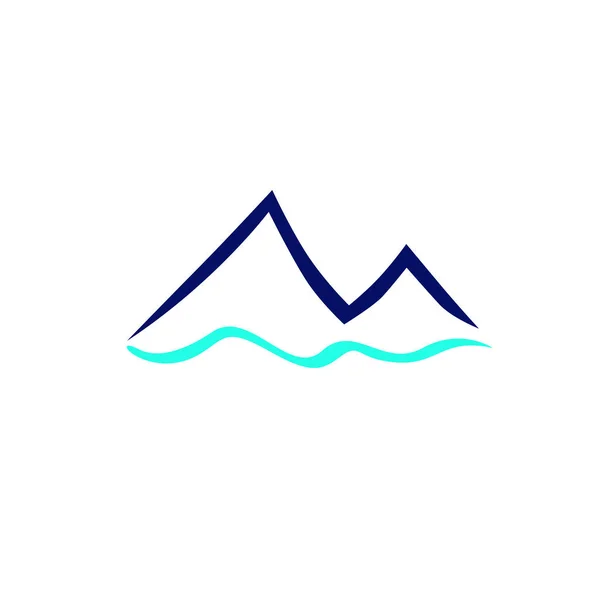 Niebieski Górski Rzeką Jasnoniebieski Znak Symbol — Wektor stockowy