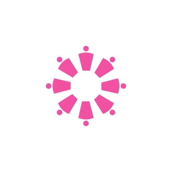 Mujer Pink Juntos Multitud Blanco — Vector de stock