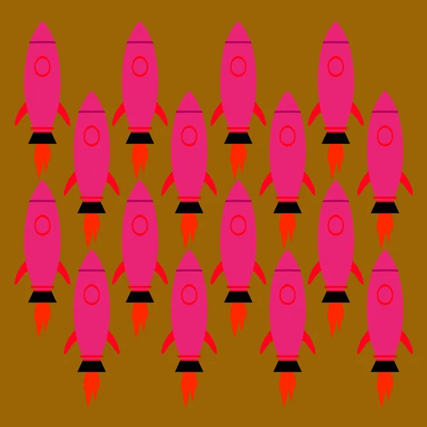 Pink Rockets Brown Background — Stock vektor