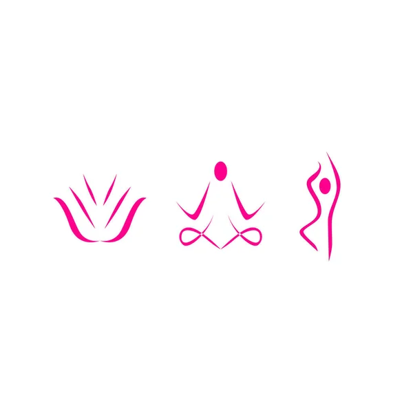 Iconos Yoga Rosa Sobre Blanco — Archivo Imágenes Vectoriales