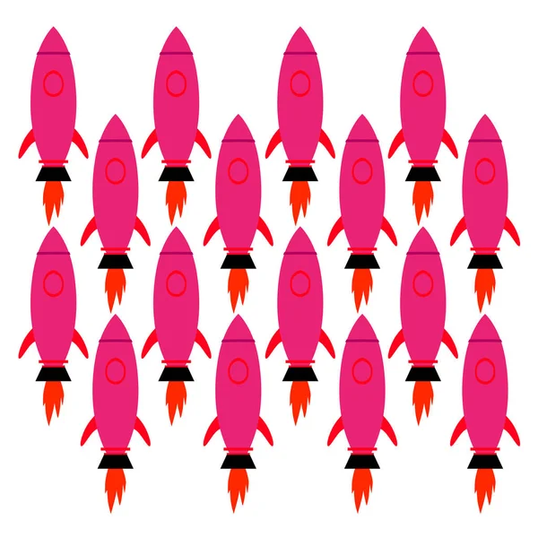 Cute Kids Pink Rockets Design Pattern — Stock Vector