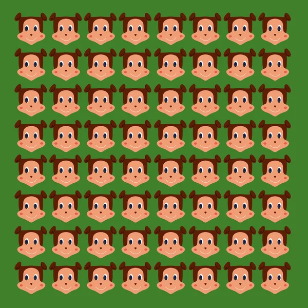 Cute Brown Monkeys Pattern Zöldön — Stock Vector